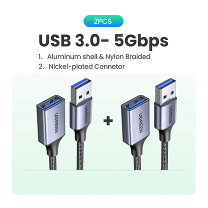 UGREEN USB Extension Cable USB 3.0 Cable for Smart Laptop PC TV Xbox One SSD USB 3.0 2.0 Extender Cord Mini Fast Speed Cable