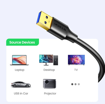 UGREEN USB Extension Cable USB 3.0 Cable for Smart Laptop PC TV Xbox One SSD USB 3.0 2.0 Extender Cord Mini Fast Speed Cable