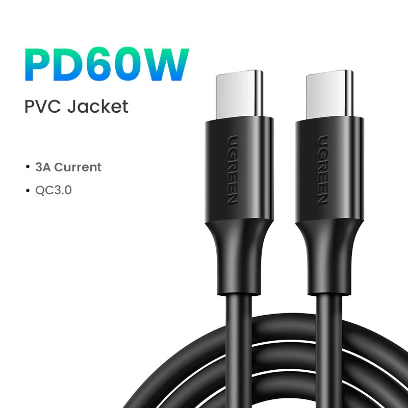 UGREEN USB Type C to USB C Cable 100W for iPhone 15 Macbook Pro Samsung S23 5A Fast Charging QC 4.0 USB-C Type C Gaming Cable