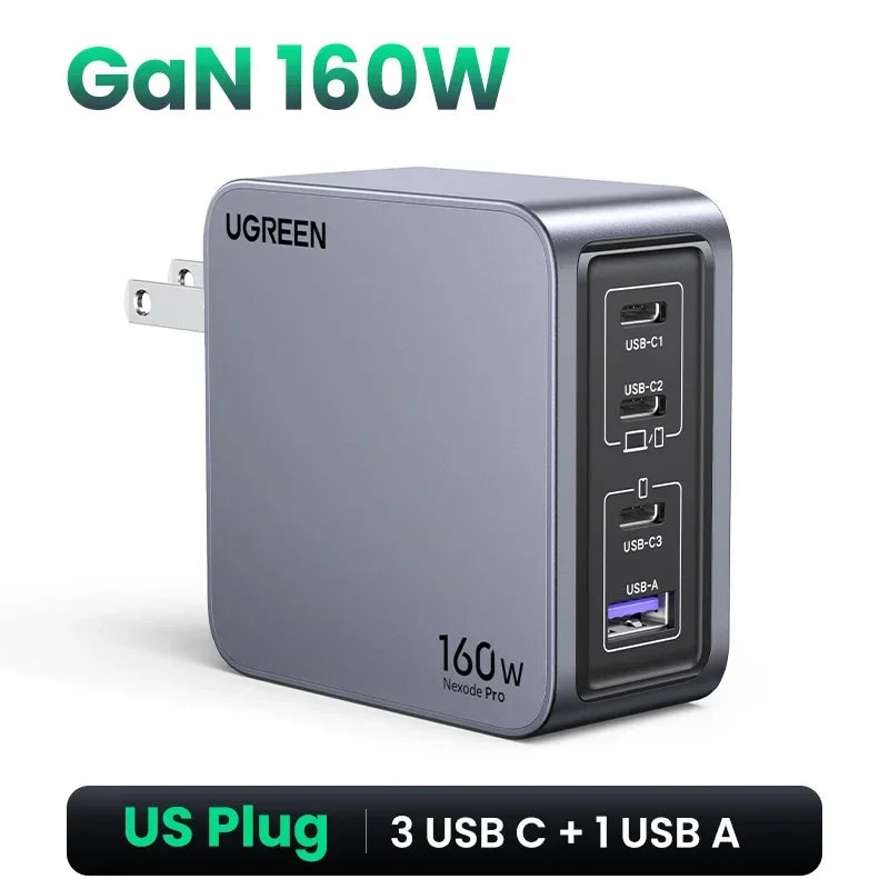 UGREEN 160W GaN Charger PD3.1 Type C QC4.0 3.0 Quick Charge For Macbook Pro Laptop USB Fast Charger For iPhone 16 Xiaomi Tablet