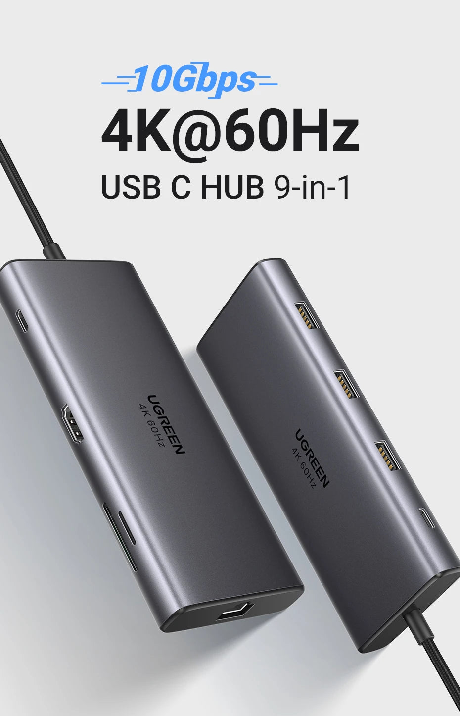 UGREEN 9-in-1 USB-C Hub – 4K@60Hz | 10Gbps | PD 100W