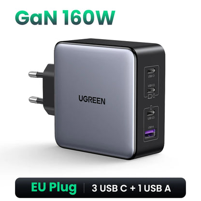 UGREEN 160W GaN Charger PD3.1 Type C For Macbook Pro Laptop USB Fast Charger QC4.0 3.0 Quick Charge For iPhone 16 Xiaomi Tablet