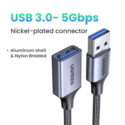 UGREEN USB Extension Cable USB 3.0 Cable for Smart Laptop PC TV Xbox One SSD USB 3.0 2.0 Extender Cord Mini Fast Speed Cable