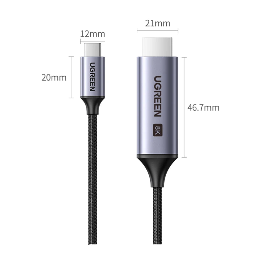 UGREEN USB C to  4K 8K HDMI-compatible Cable 8K/60Hz 4K/120Hz for MacBook Pro iMac iPad Pro for Samsung Galaxy USB C to HDMI 2.1