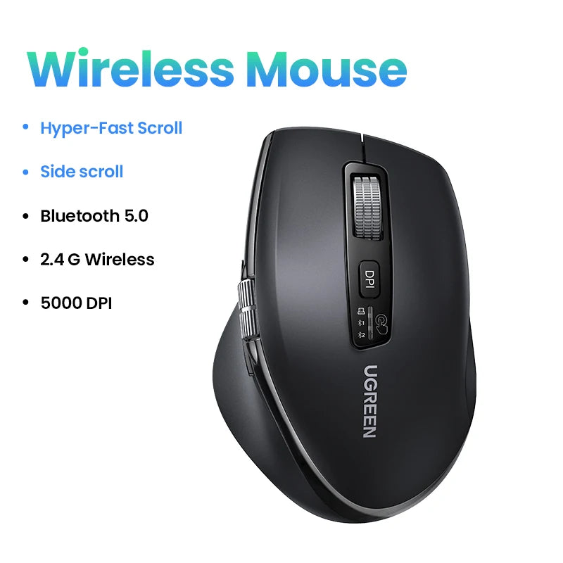 UGREEN Hyper-Fast Scroll Wireless Mouse Bluetooth 5.4 2.4G Ergonomic 5000DPI for MacBook Tablet Laptops Computer PC Mice