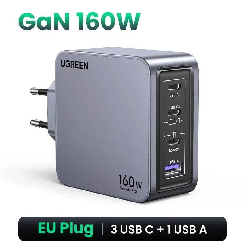 UGREEN 160W GaN Charger PD3.1 Type C QC4.0 3.0 Quick Charge For Macbook Pro Laptop USB Fast Charger For iPhone 16 Xiaomi Tablet