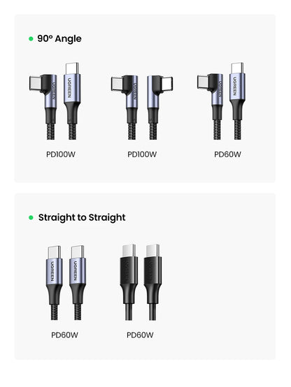 UGREEN USB Type C to USB C Cable 100W for iPhone 15 Macbook Pro Samsung S23 5A Fast Charging QC 4.0 USB-C Type C Gaming Cable