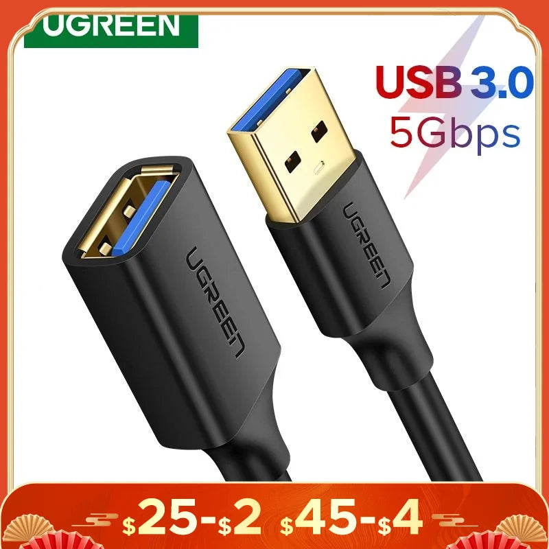 UGREEN USB Extension Cable USB 3.0 Cable for Smart Laptop PC TV Xbox One SSD USB 3.0 2.0 Extender Cord Mini Fast Speed Cable