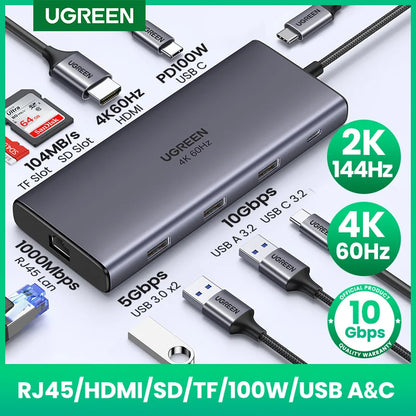 UGREEN 9-in-1 USB-C Hub – 4K@60Hz | 10Gbps | PD 100W