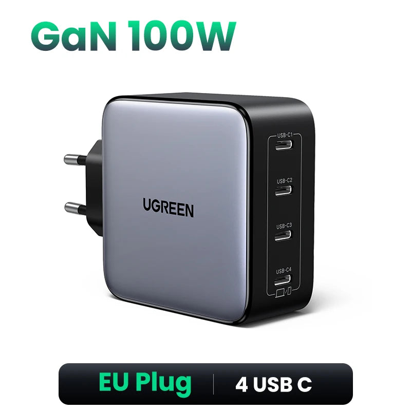 UGREEN 100W GaN Charger 5 Ports USB C Charger QC4.0 3.0 PPS For Macbook Air Laptop Tablet PDFast Charger For iPhone 16 15 14 Pro