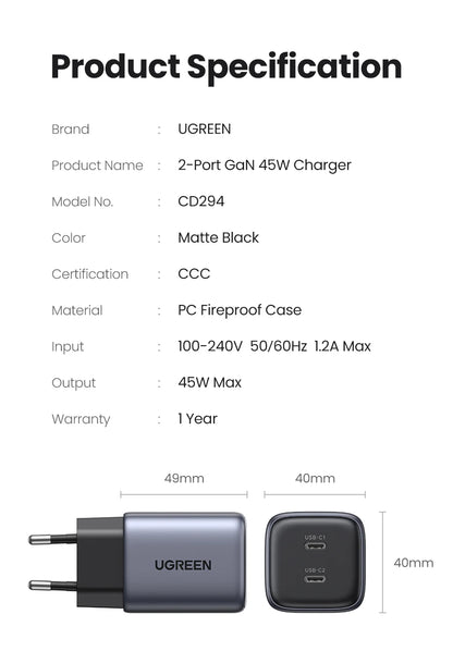 UGREEN GaN 45W USB Charger